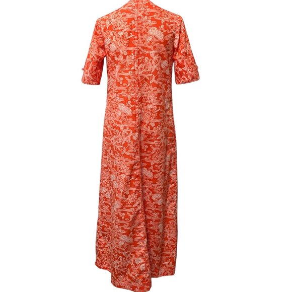 Vintage Mei Jan Of Hawaii Womens Size 10 Orange Aloha Tropical S/S Pocket Dress - Picture 4 of 12